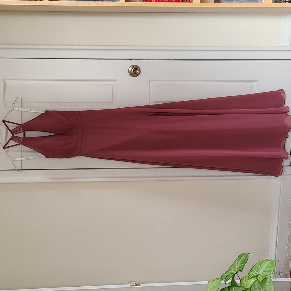 AZAZIE EVALLEEN, worn once, desert rose color, size 0, 5’5”
